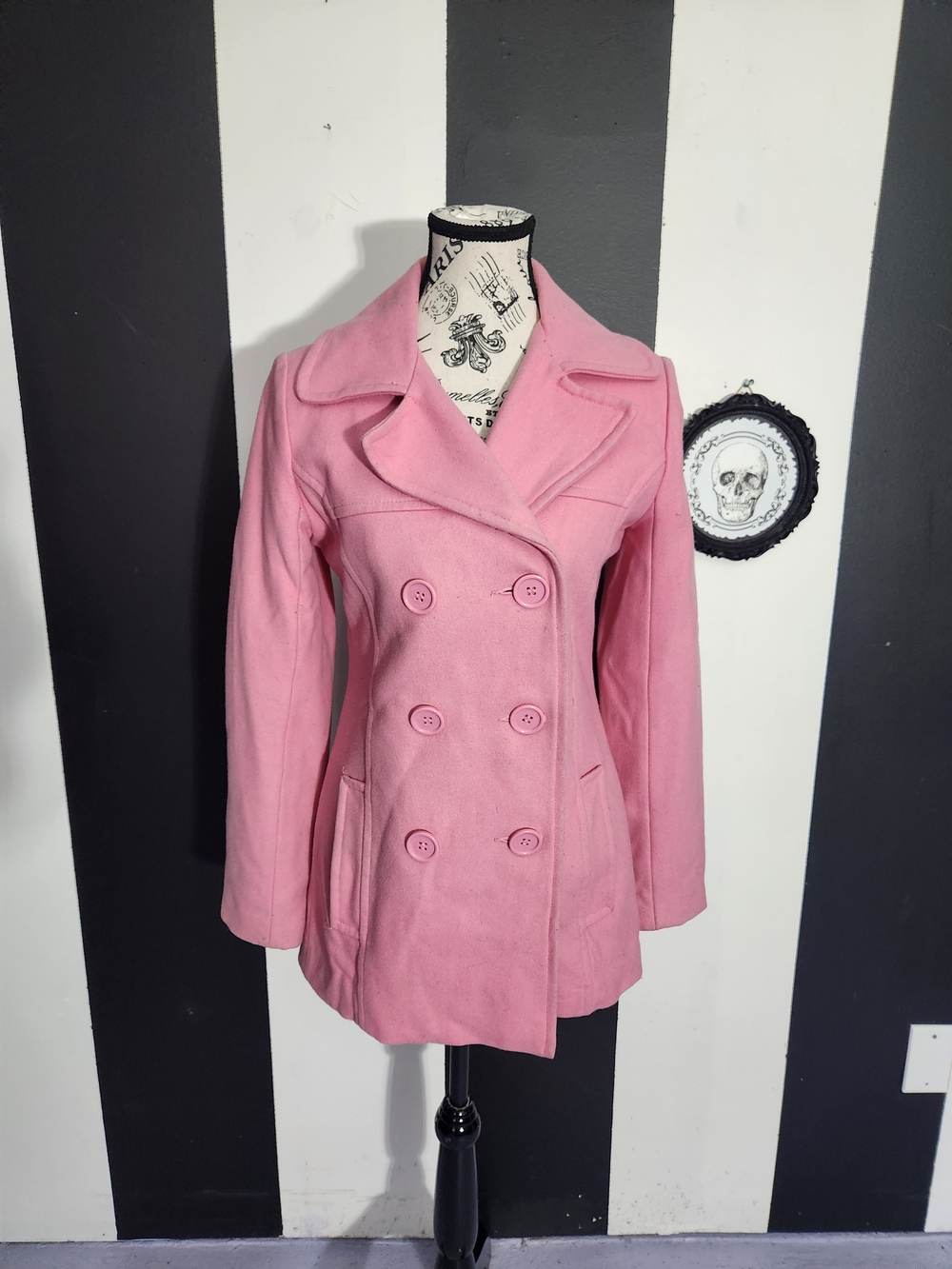 Atmosphere Pink Double-Breasted Pea Coat